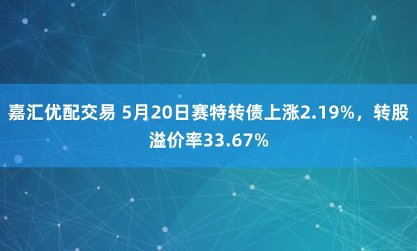 嘉汇优配交易 5月20日赛特转债上涨2.19%，转股溢价率33.67%